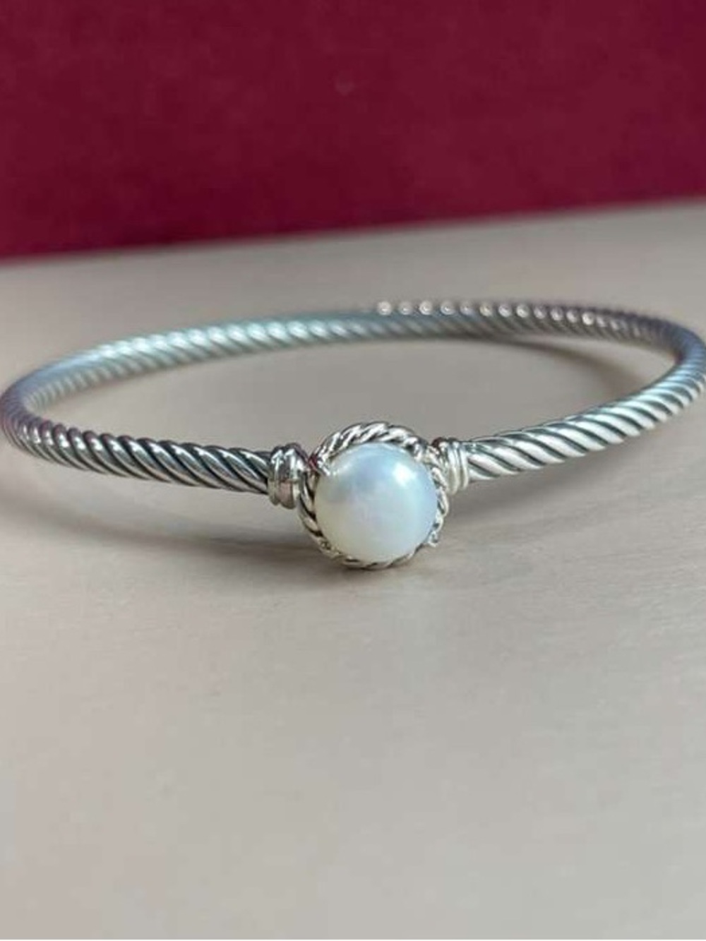 David Yurman Chatelaine Bracelet With Pearl 925 Sterling Silver 3mm medium